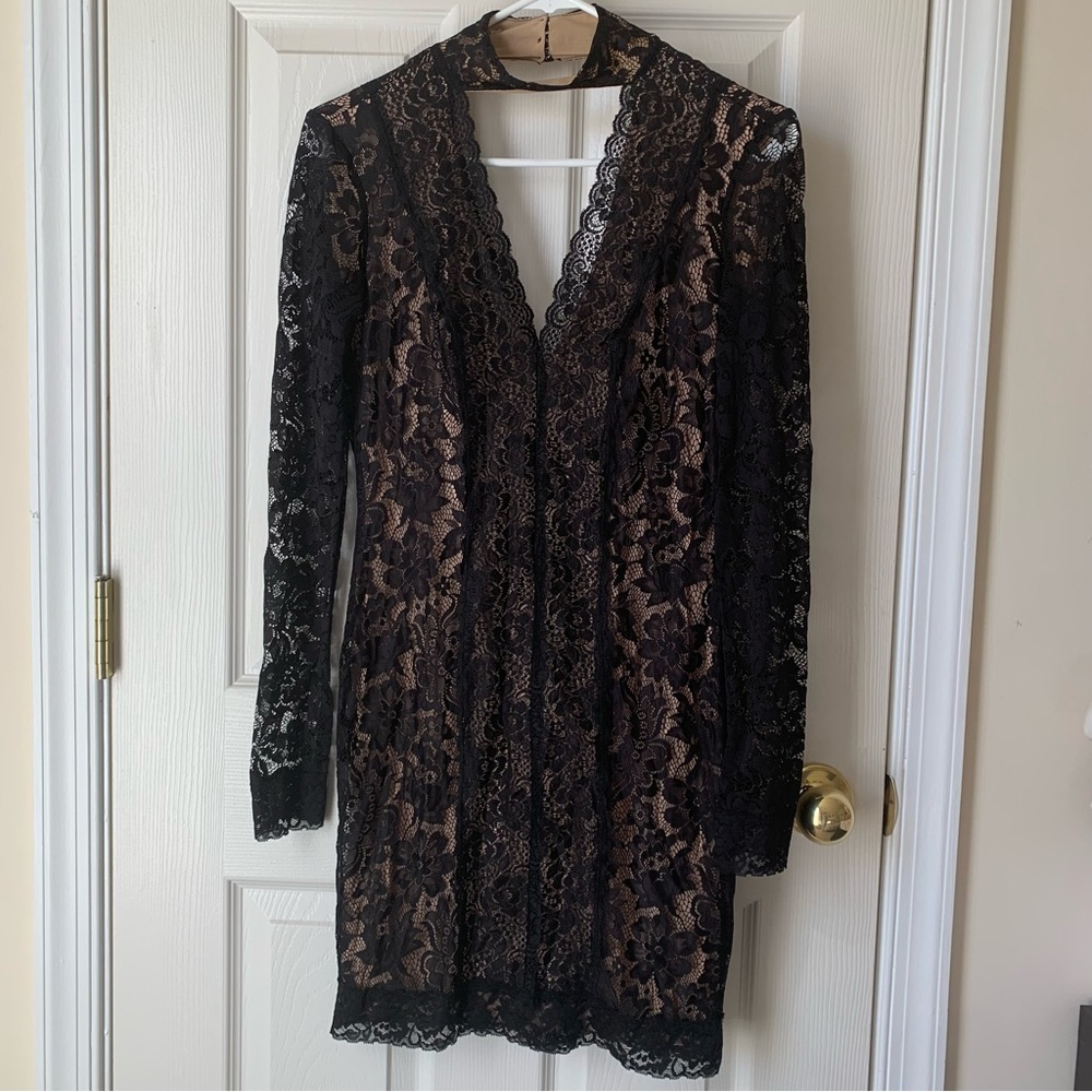 NWOT bebe black lace panel dress